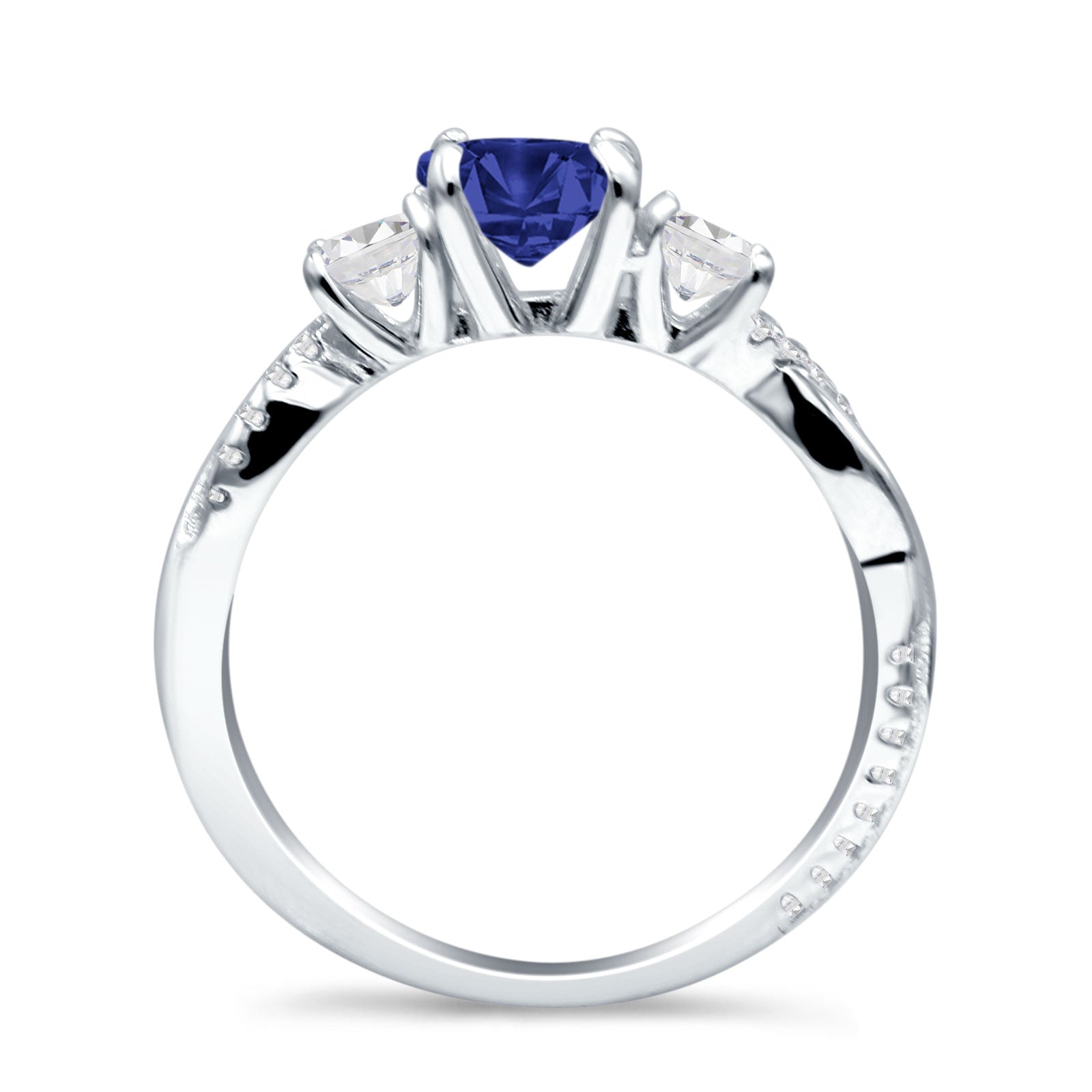 Infinity Round Three Stone Ring Cubic Zirconia 925 Sterling Silver