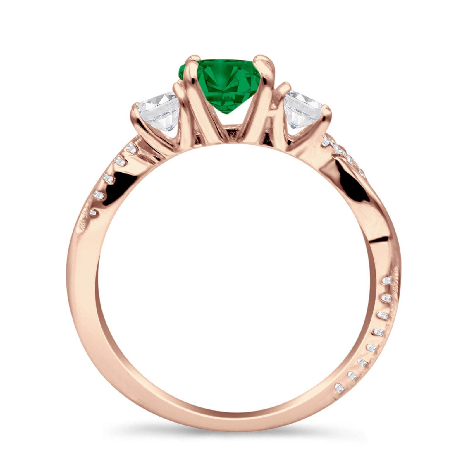 Infinity Round Three Stone Ring Cubic Zirconia 925 Sterling Silver