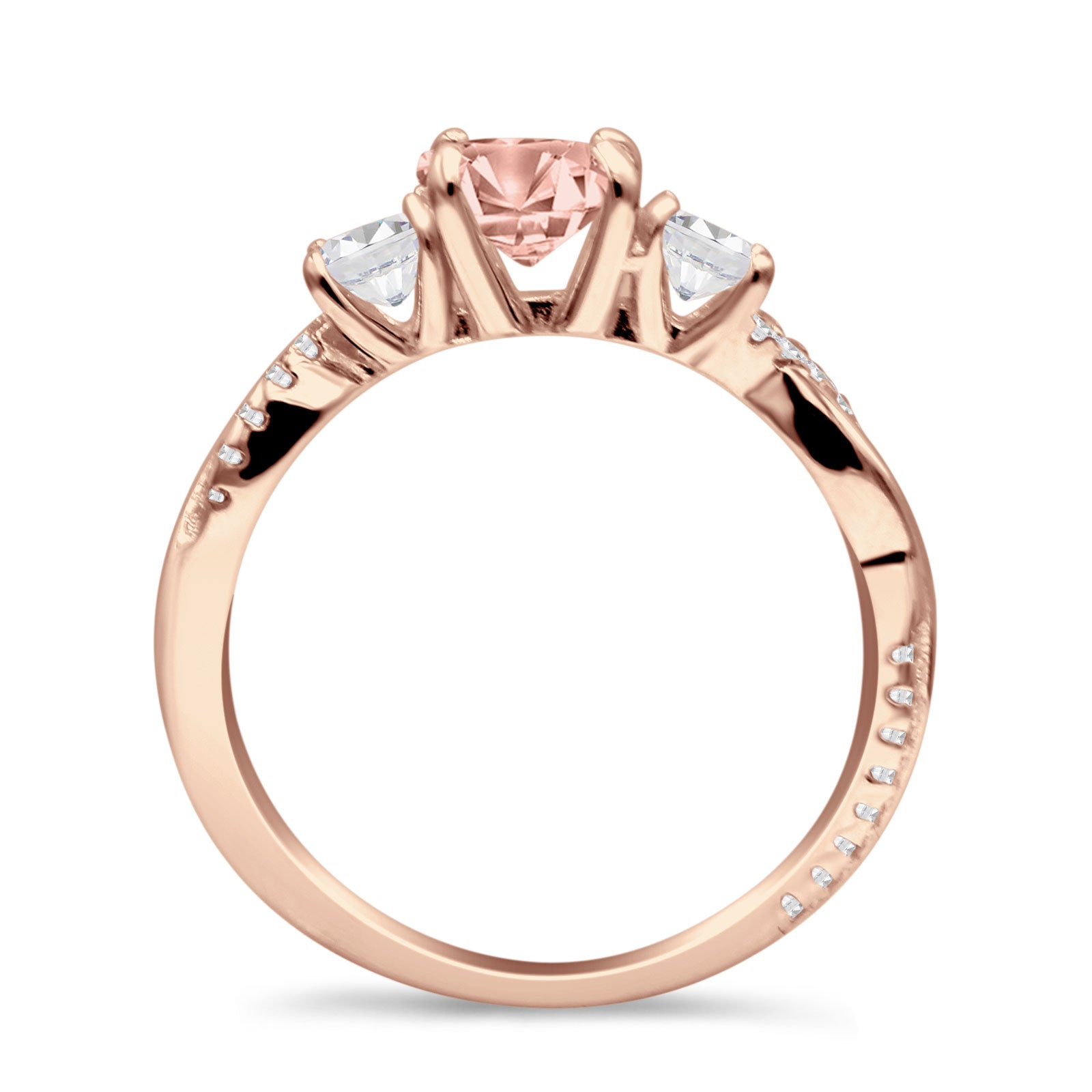 Infinity Round Three Stone Ring Cubic Zirconia 925 Sterling Silver