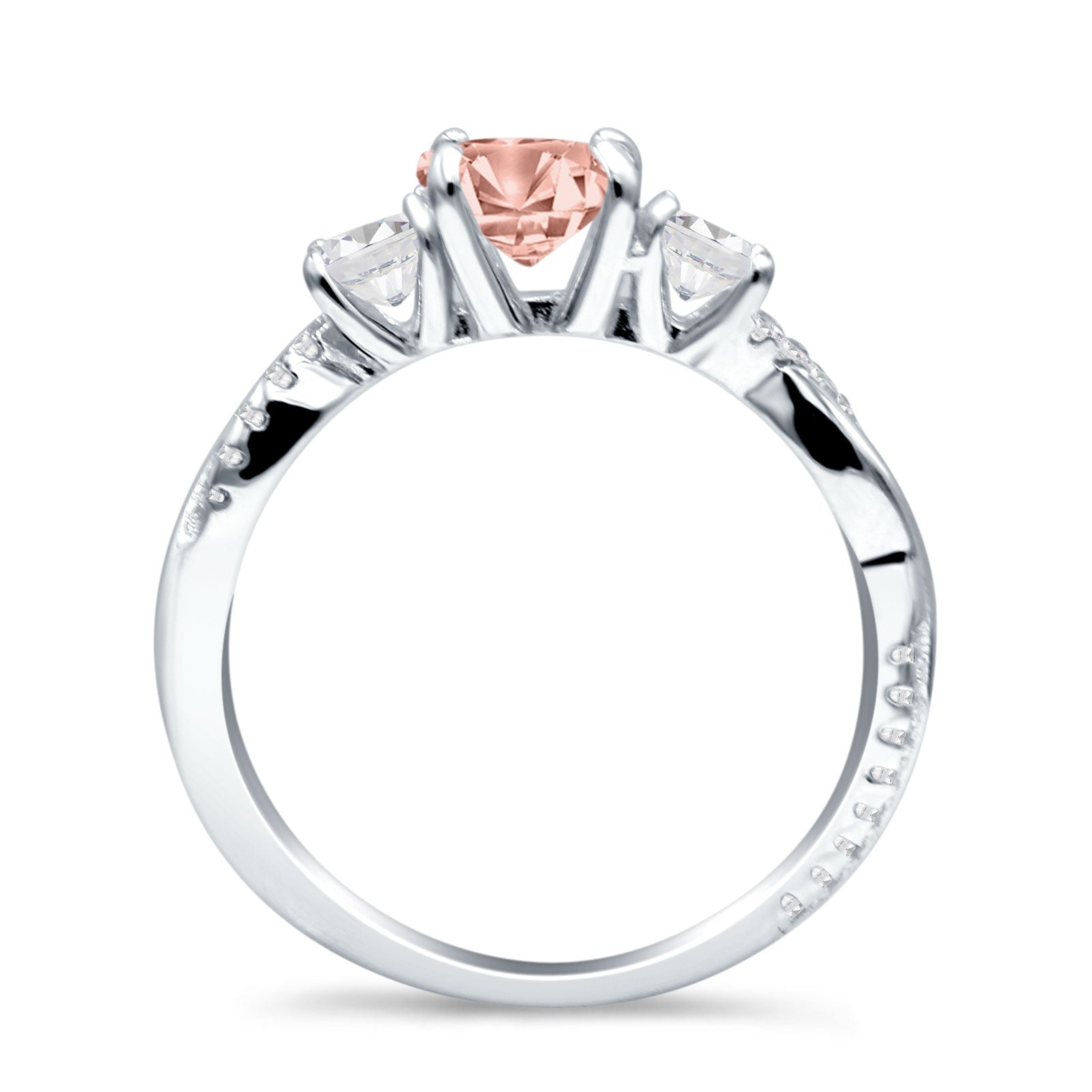 Infinity Round Three Stone Ring Cubic Zirconia 925 Sterling Silver