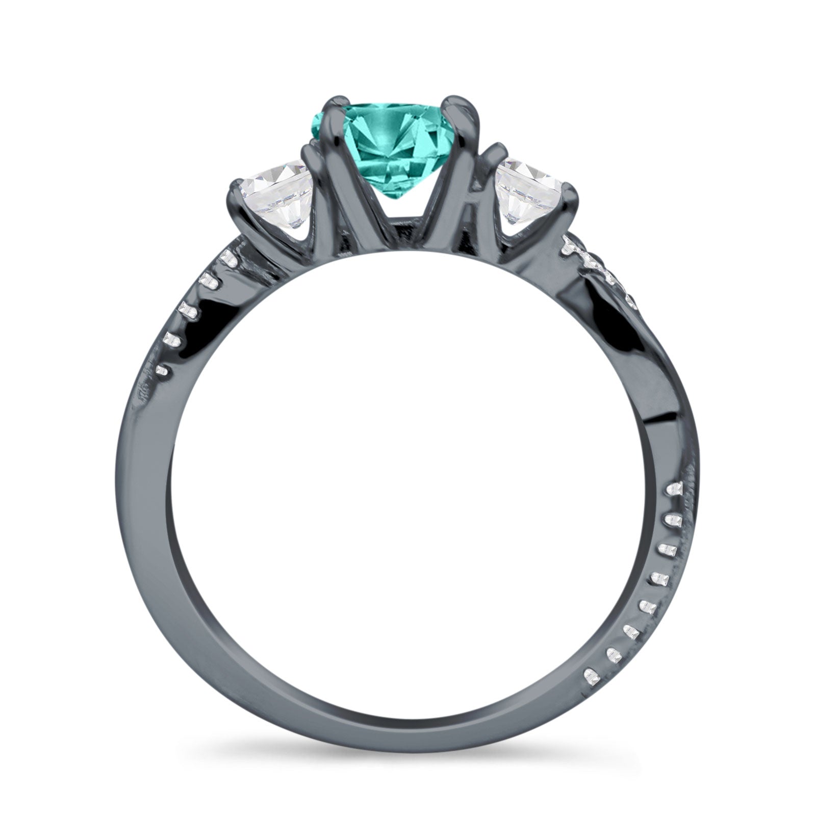 Infinity Round Three Stone Ring Cubic Zirconia 925 Sterling Silver