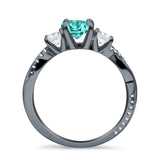 Infinity Round Three Stone Ring Cubic Zirconia 925 Sterling Silver