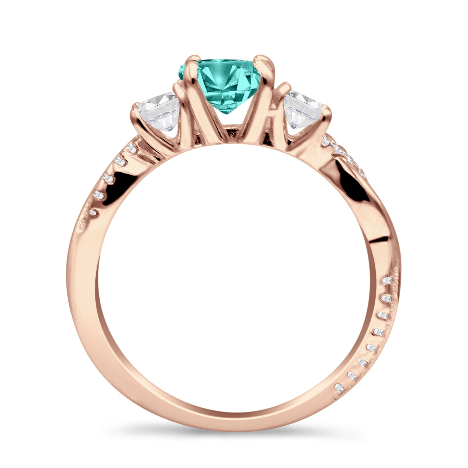 Infinity Round Three Stone Ring Cubic Zirconia 925 Sterling Silver