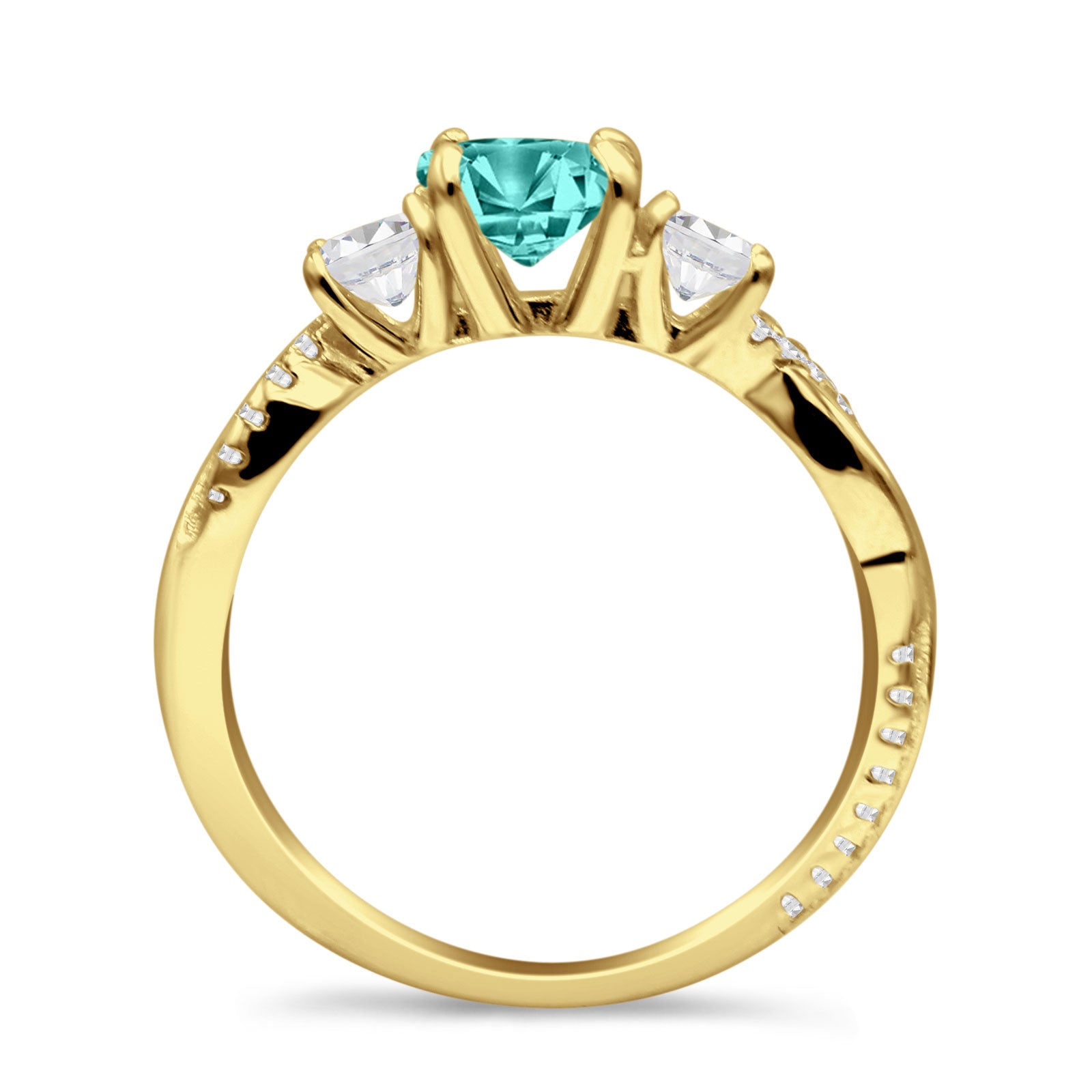 Infinity Round Three Stone Ring Cubic Zirconia 925 Sterling Silver