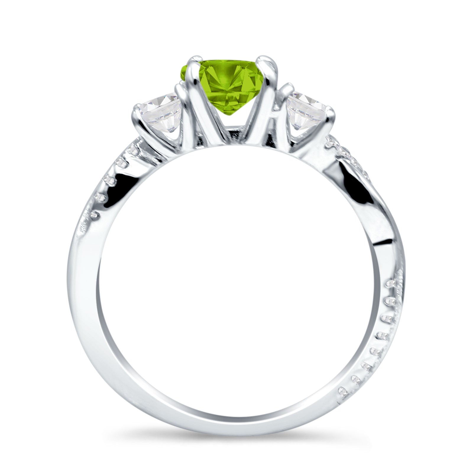 Infinity Round Three Stone Ring Cubic Zirconia 925 Sterling Silver