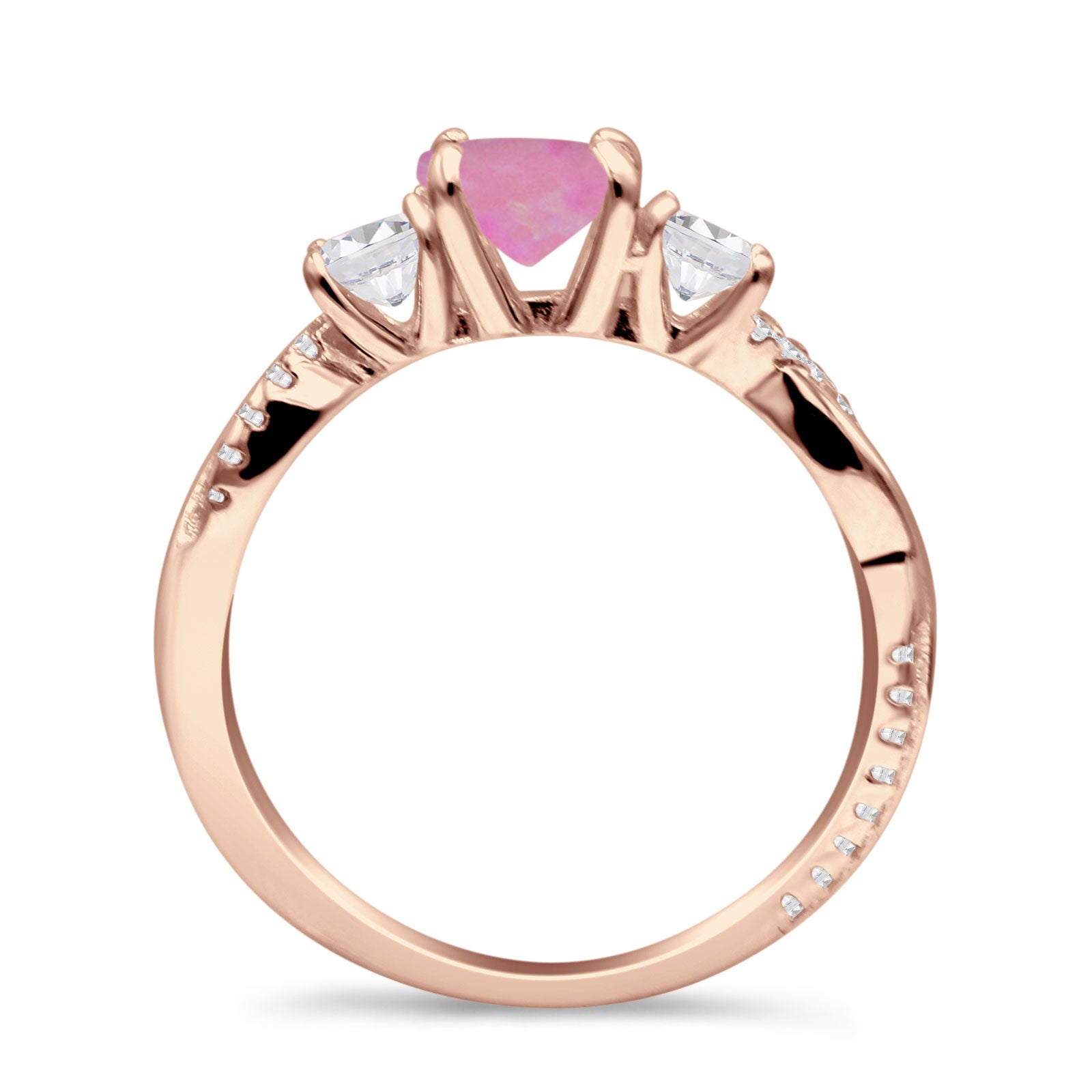 Infinity Round Three Stone Ring Cubic Zirconia 925 Sterling Silver