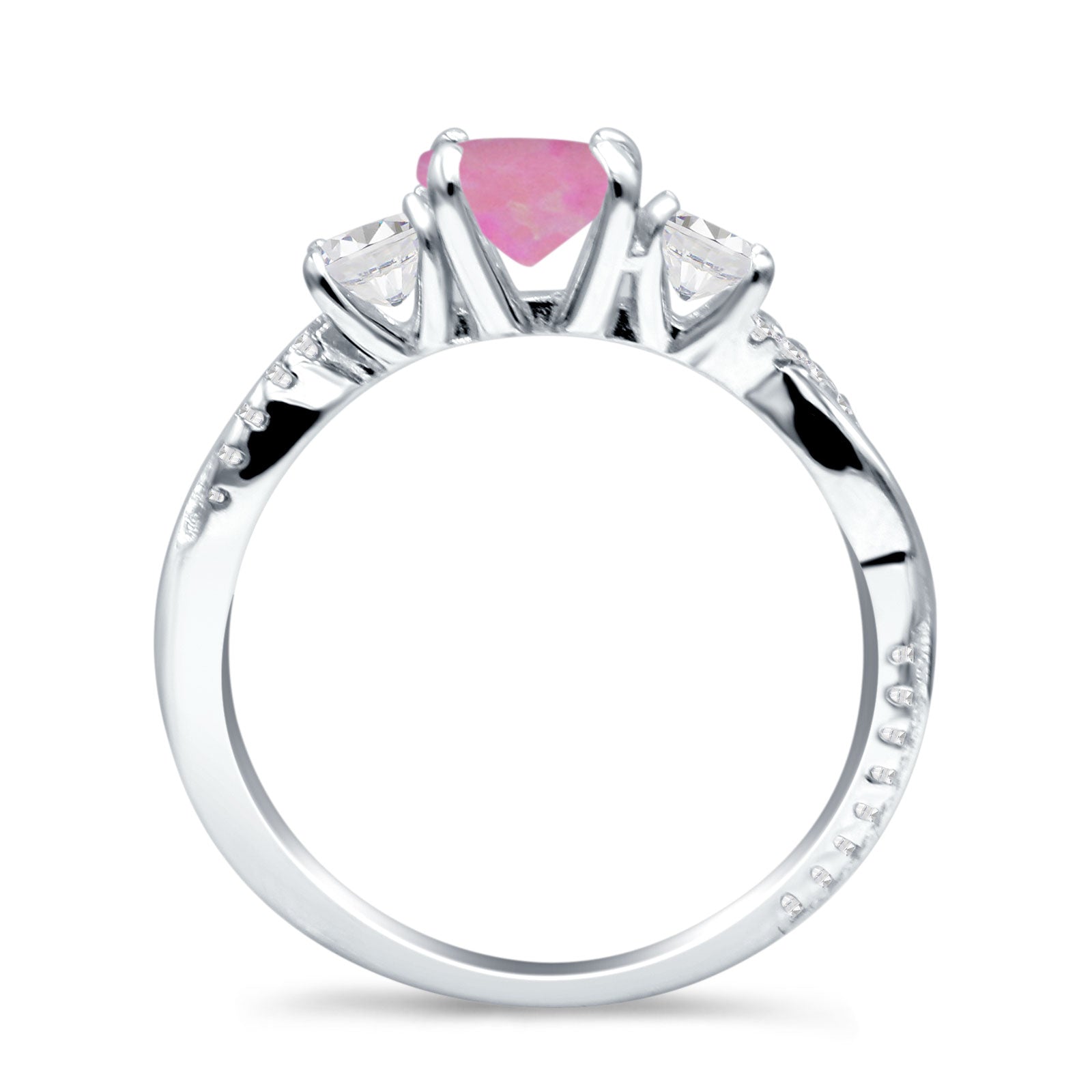 Infinity Round Three Stone Ring Cubic Zirconia 925 Sterling Silver