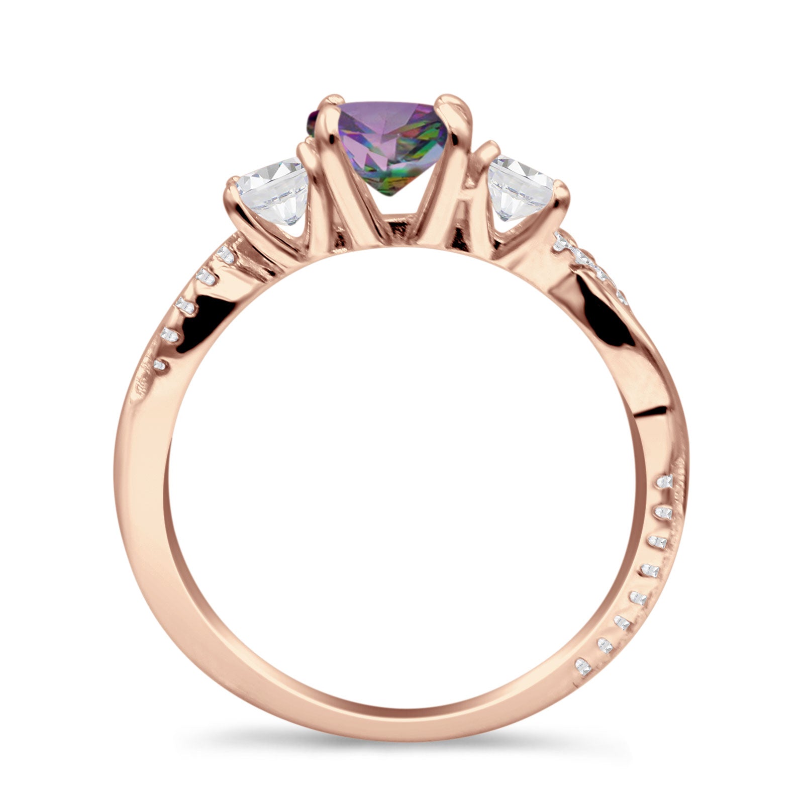 Infinity Round Three Stone Ring Cubic Zirconia 925 Sterling Silver