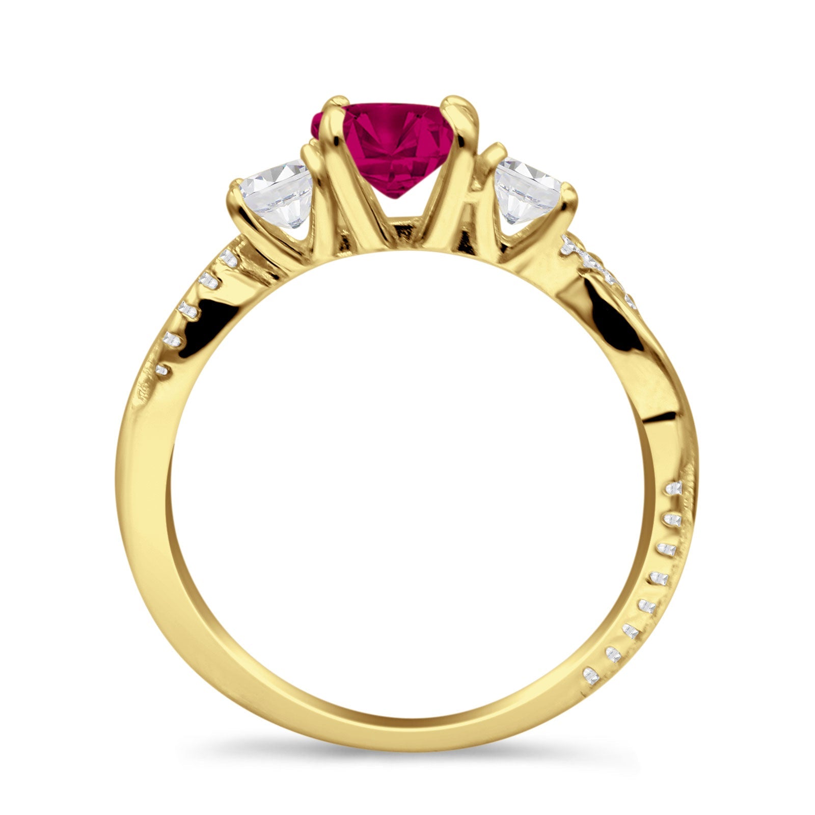 Infinity Round Three Stone Ring Cubic Zirconia 925 Sterling Silver