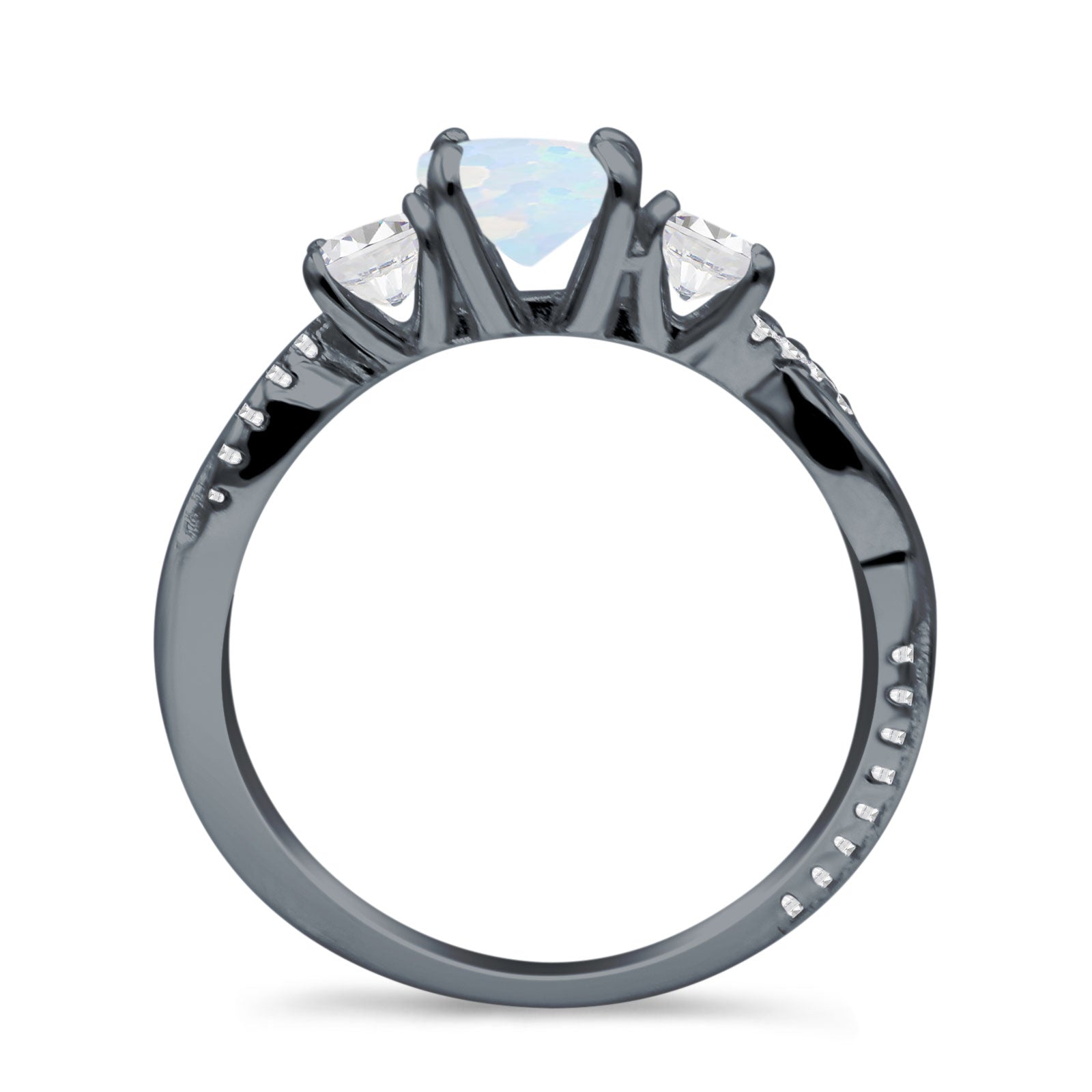 Infinity Round Three Stone Ring Cubic Zirconia 925 Sterling Silver