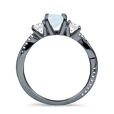 Infinity Round Three Stone Ring Cubic Zirconia 925 Sterling Silver