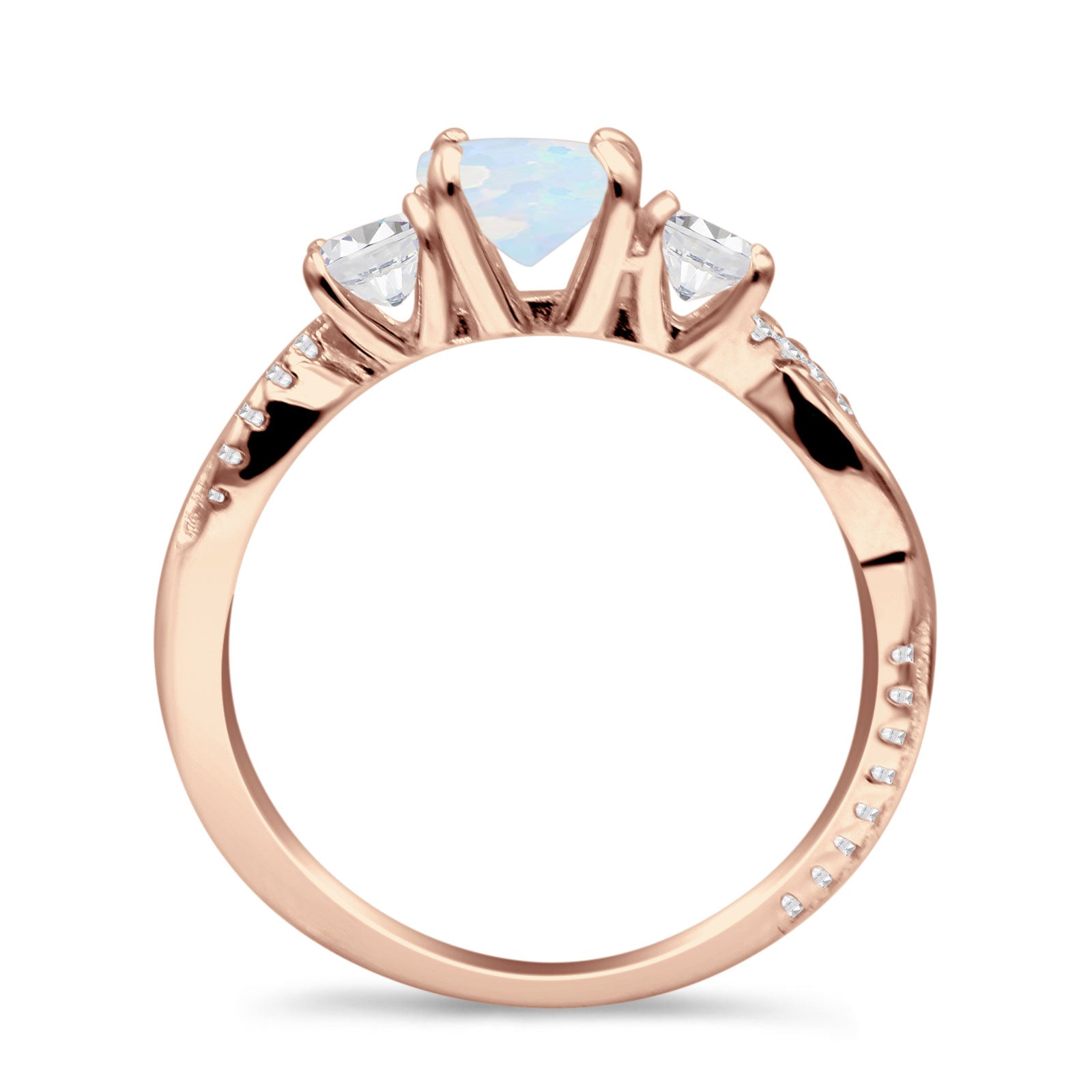 Infinity Round Three Stone Ring Cubic Zirconia 925 Sterling Silver