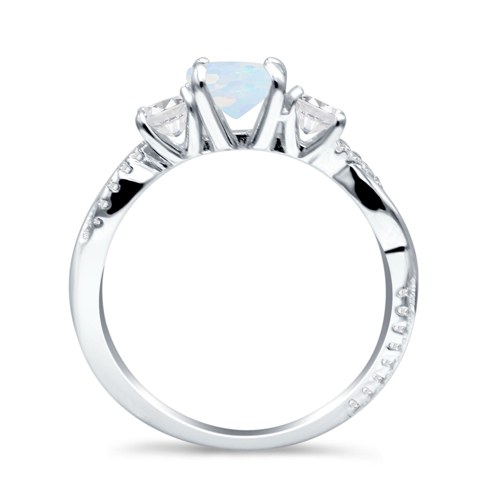 Infinity Round Three Stone Ring Cubic Zirconia 925 Sterling Silver