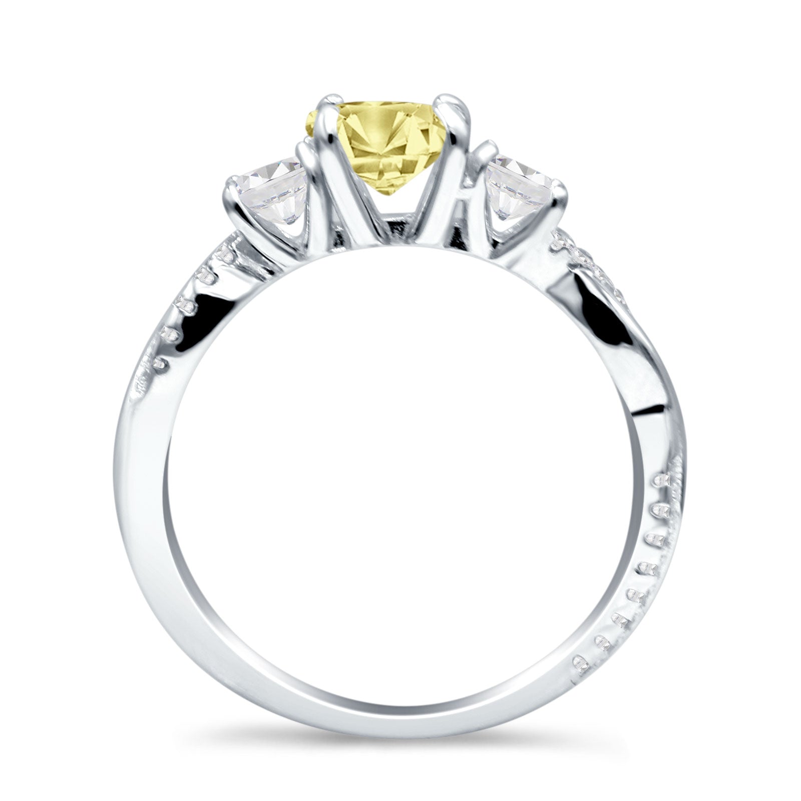 Infinity Round Three Stone Ring Cubic Zirconia 925 Sterling Silver