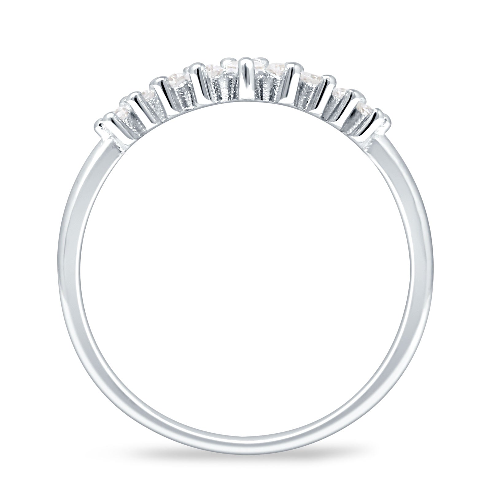 8mm Contour Curved V-Band Vintage Pear Teardrop Chevron Ring Cubic Zirconia 925 Sterling Silver