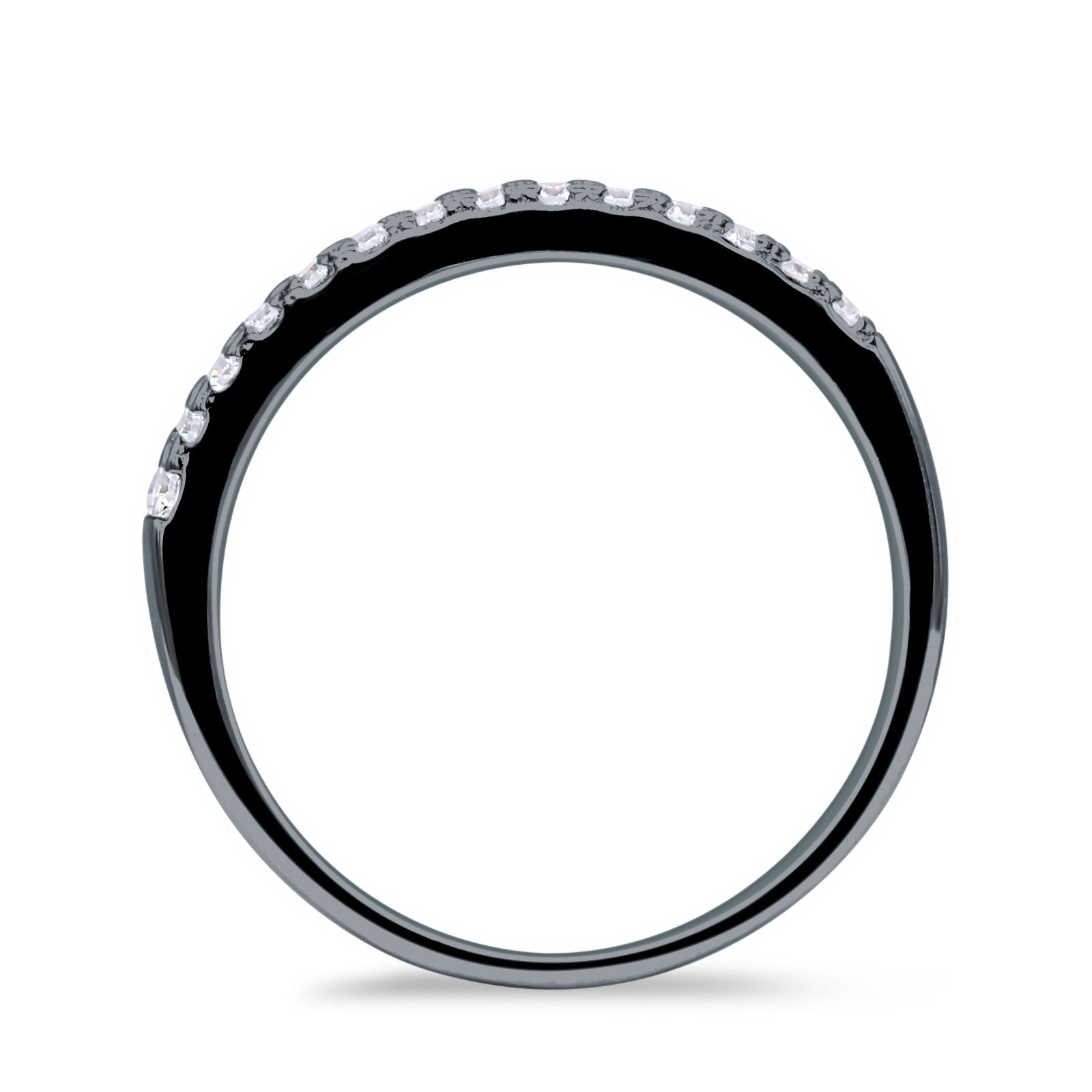 Half Eternity Ring Three Row Baguette Cubic Zirconia 925 Sterling Silver