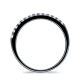 Half Eternity Ring Three Row Baguette Cubic Zirconia 925 Sterling Silver