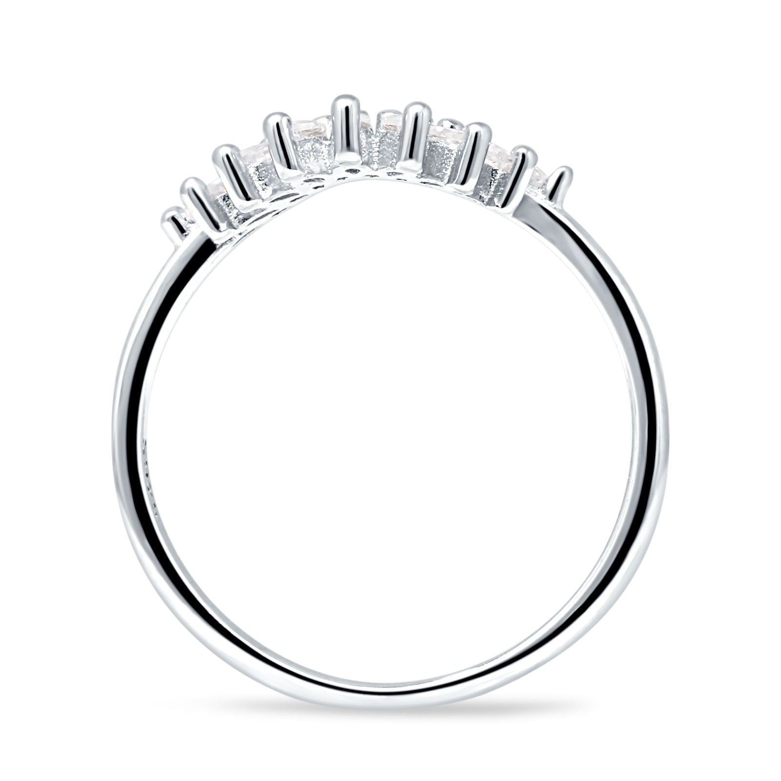 Marquise Contour Curve Ring Half Eternity Cubic Zirconia 925 Sterling Silver