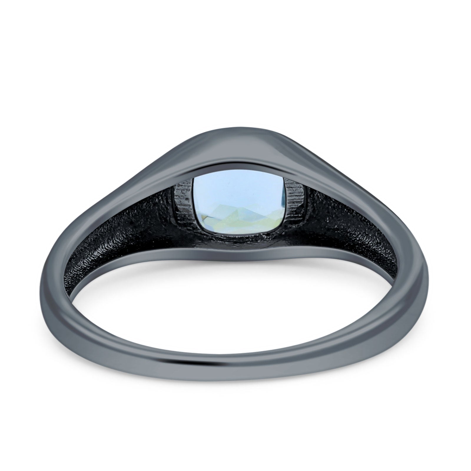 New Signet Wedding Engagement Ring Cushion Cut Simulated Cubic Zirconia Stone 925 Sterling Silver