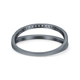 Half Eternity Ring Wedding Engagement Band Round Simulated Cubic Zirconia 925 Sterling Silver (6mm)