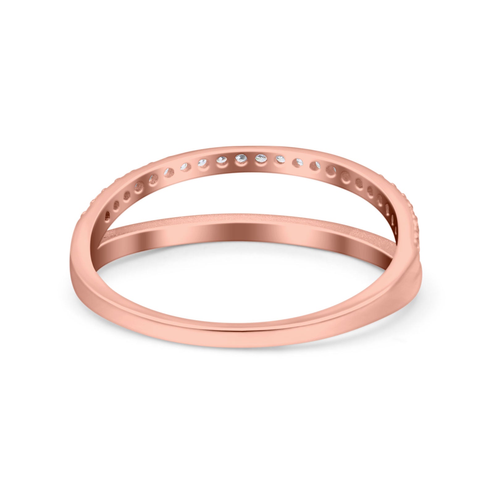 Half Eternity Ring Wedding Engagement Band Round Simulated Cubic Zirconia 925 Sterling Silver (6mm)