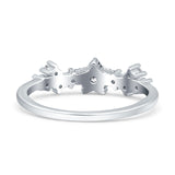 Half Eternity Star Three Stone Round Wedding Ring Simulated Cubic Zirconia 925 Sterling Silver