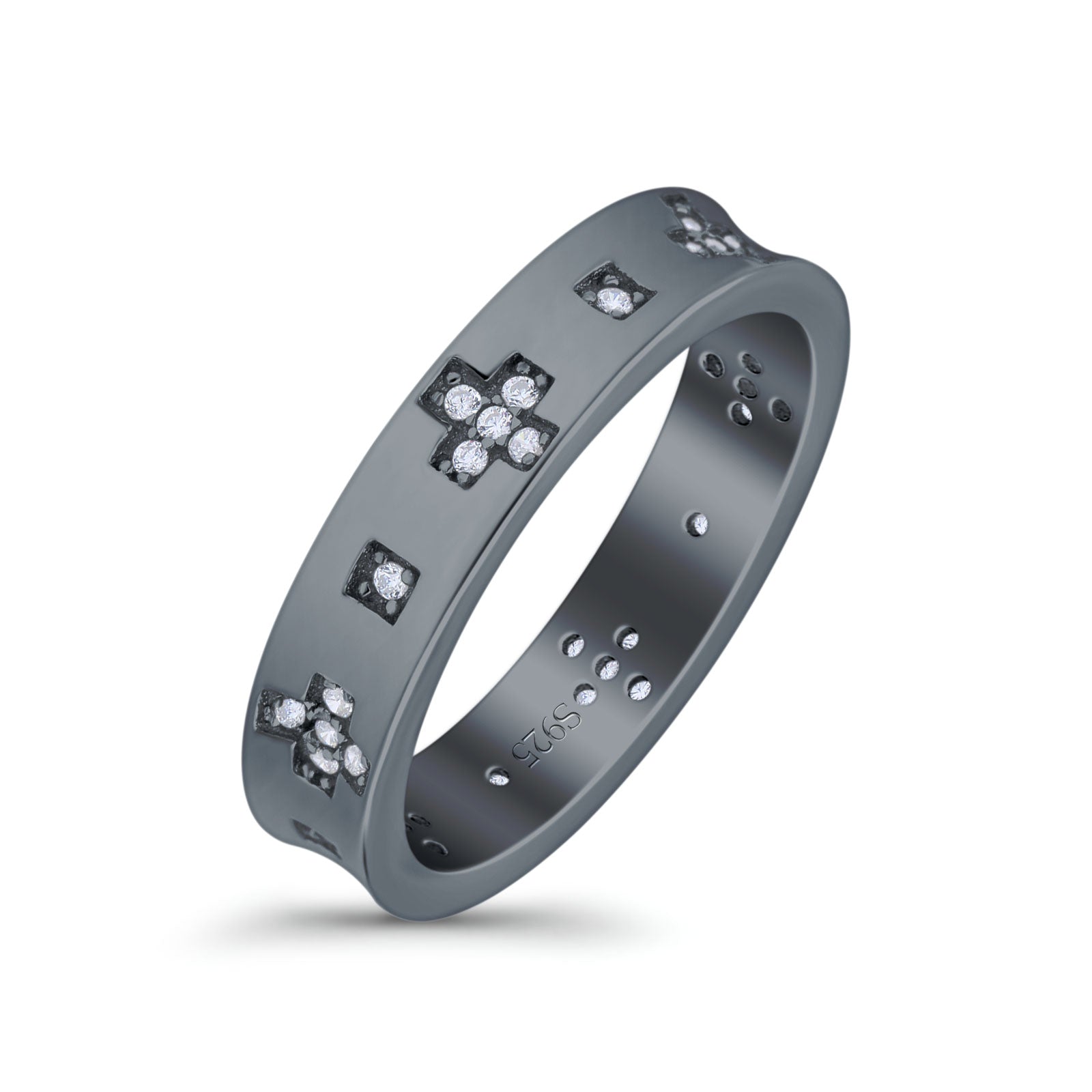 Eternity Ring Wedding Engagement Band Round Simulated Cubic Zirconia 925 Sterling Silver (4.5mm)