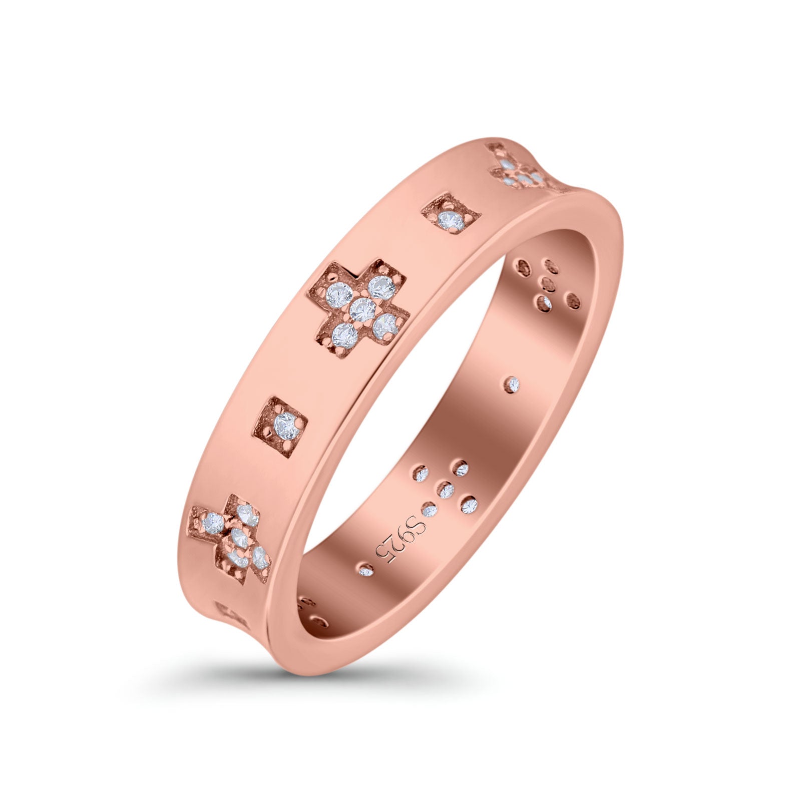 Eternity Ring Wedding Engagement Band Round Simulated Cubic Zirconia 925 Sterling Silver (4.5mm)