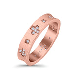 Eternity Ring Wedding Engagement Band Round Simulated Cubic Zirconia 925 Sterling Silver (4.5mm)