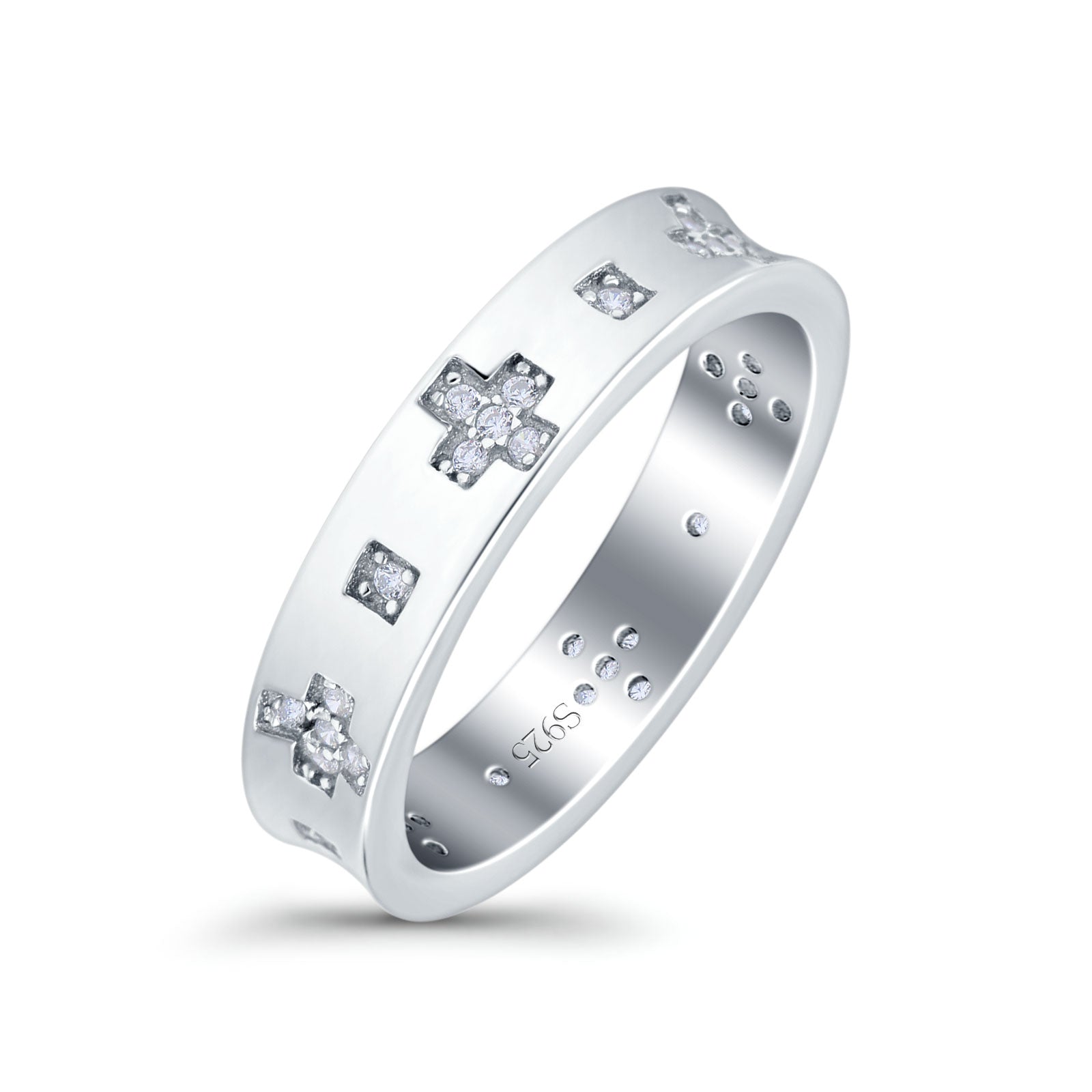 Eternity Ring Wedding Engagement Band Round Simulated Cubic Zirconia 925 Sterling Silver (4.5mm)