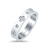 Eternity Ring Wedding Engagement Band Round Simulated Cubic Zirconia 925 Sterling Silver (4.5mm)