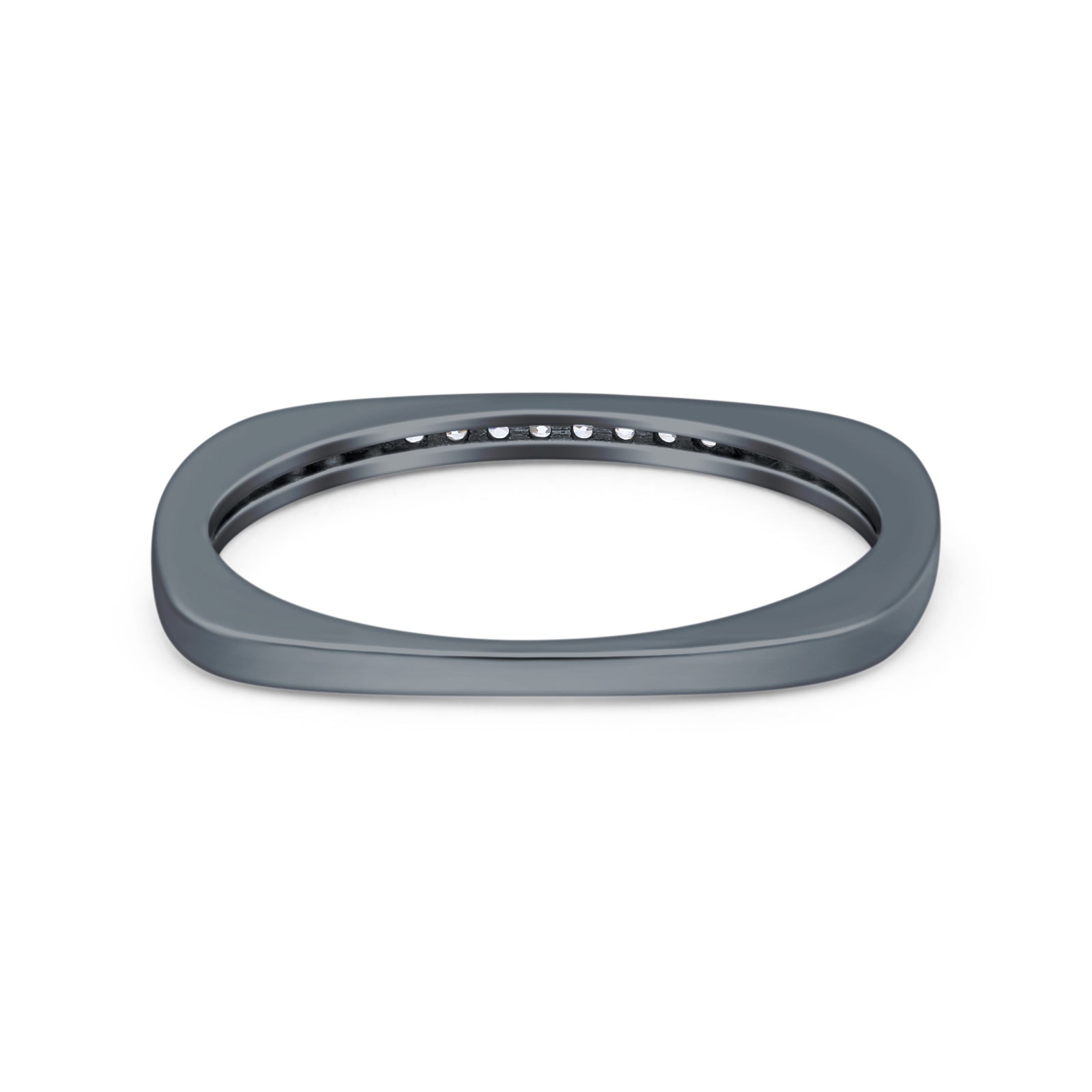 Half Eternity Ring Wedding Engagement Band Round Simulated Cubic Zirconia 925 Sterling Silver (1.7mm)