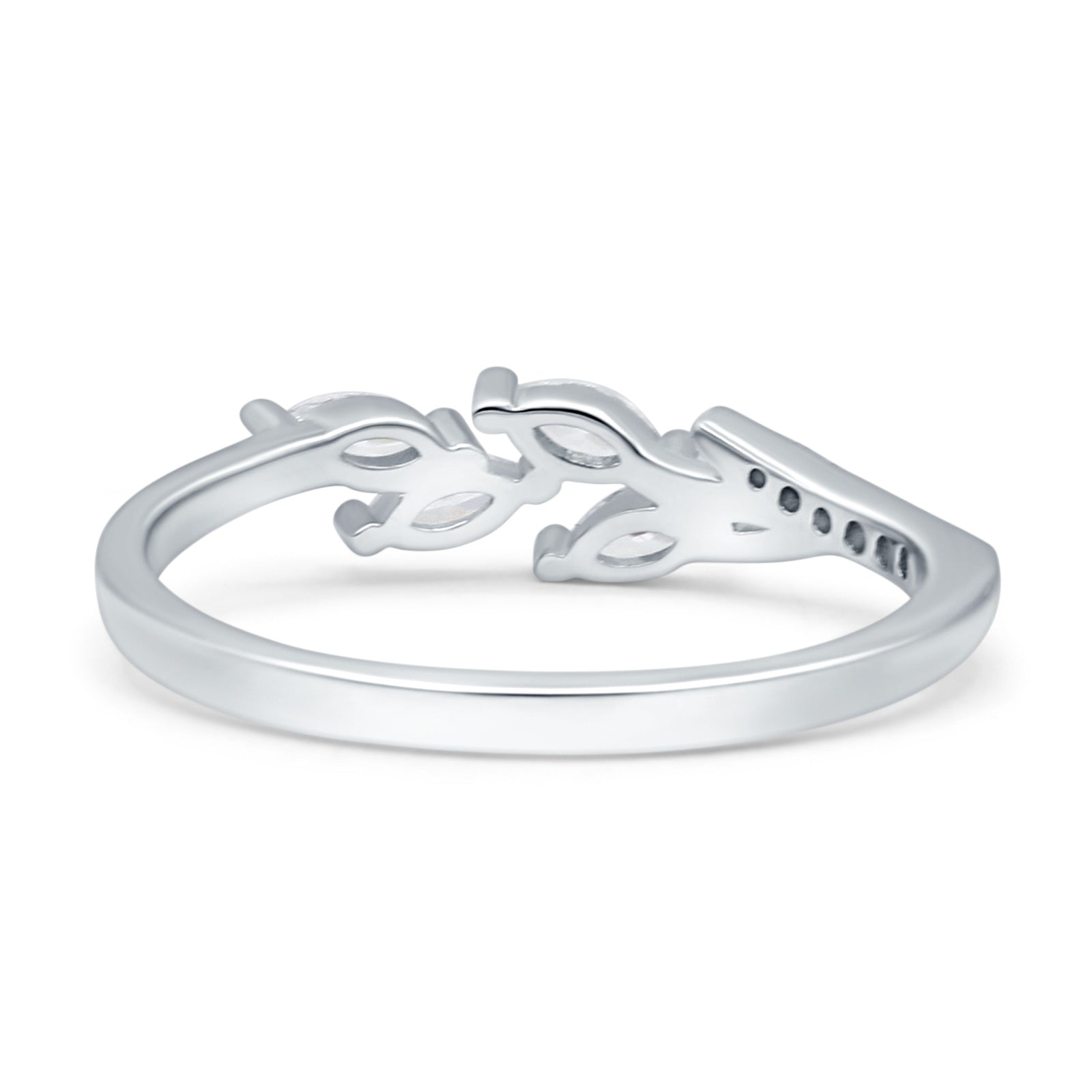Half Eternity Ring Wedding Engagement Marquise Simulated Cubic Zirconia 925 Sterling Silver