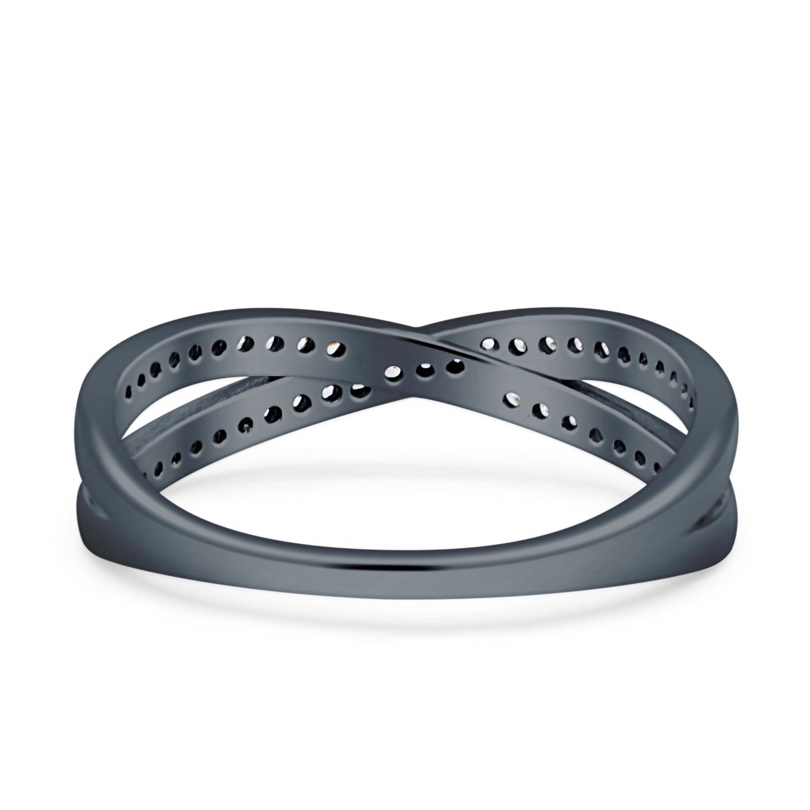 Crisscross Wedding Eternity Ring Cubic Zirconia 925 Sterling Silver