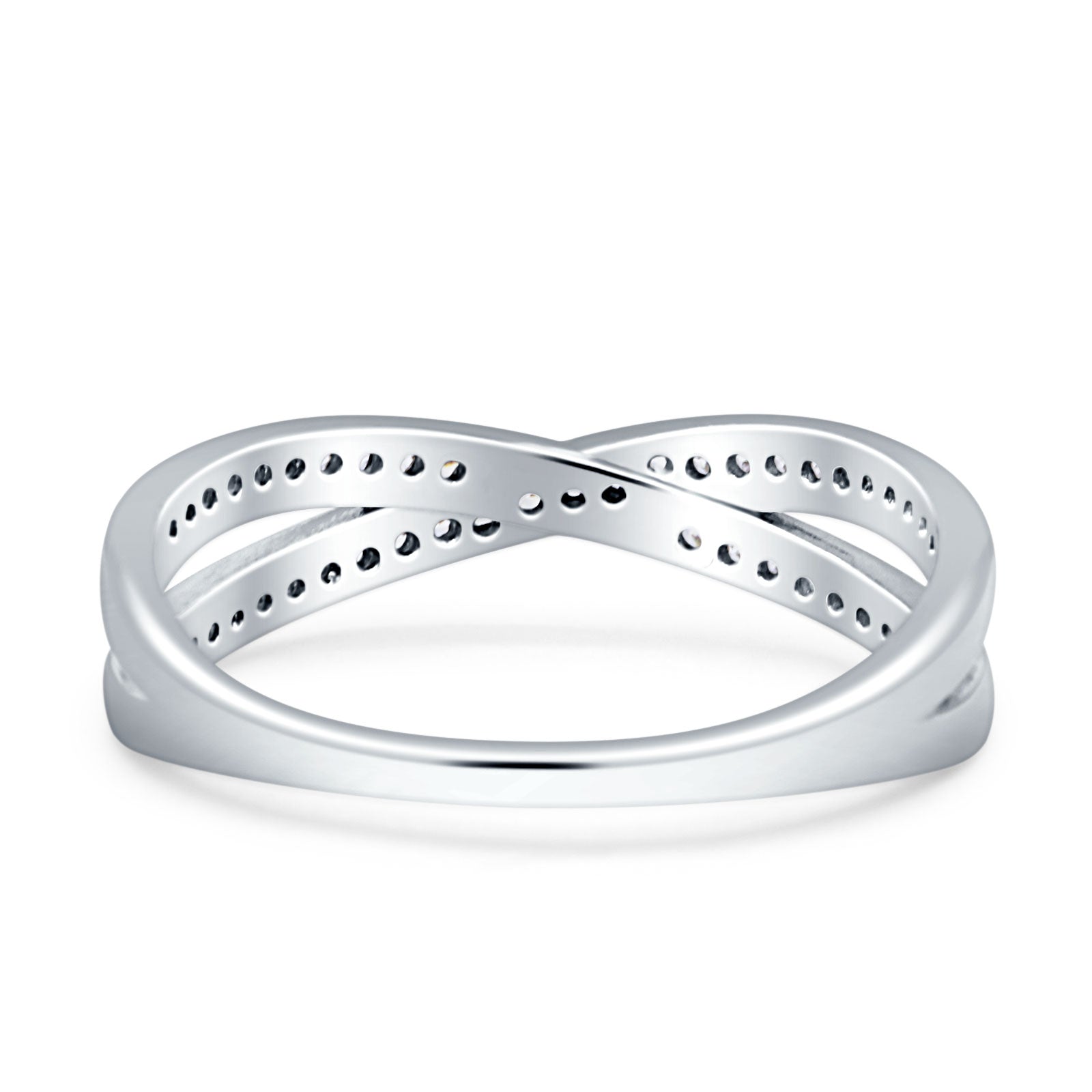 Crisscross Wedding Eternity Ring Cubic Zirconia 925 Sterling Silver