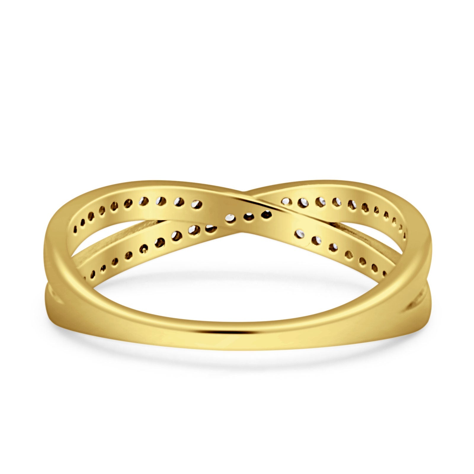 Crisscross Wedding Eternity Ring Cubic Zirconia 925 Sterling Silver
