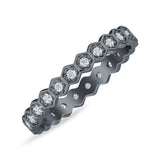Full Eternity Hexagonal Stacking Band Cubic Zirconia 925 Sterling Silver