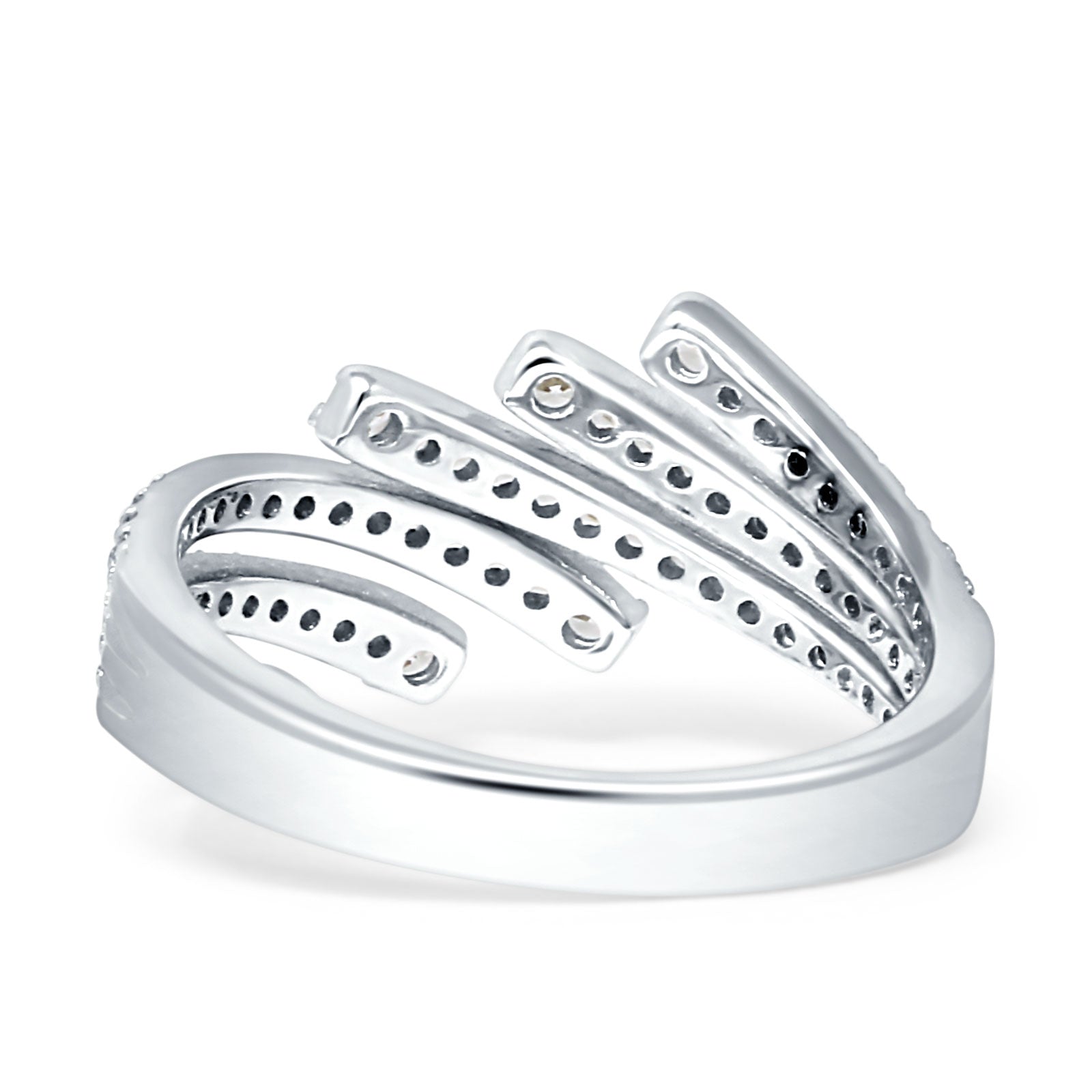 Bypass Stackable Statement Ring Cubic Zirconia 925 Sterling Silver