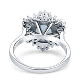 Floral Art Deco Round Natural Moonstone Halo Engagement Ring