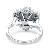 Floral Art Deco Round Natural Rutilated Quartz Halo Engagement Ring