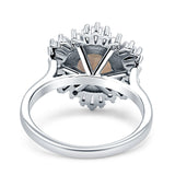 Floral Art Deco Round Natural Chocolate Brown Smoky Quartz Halo Engagement Ring