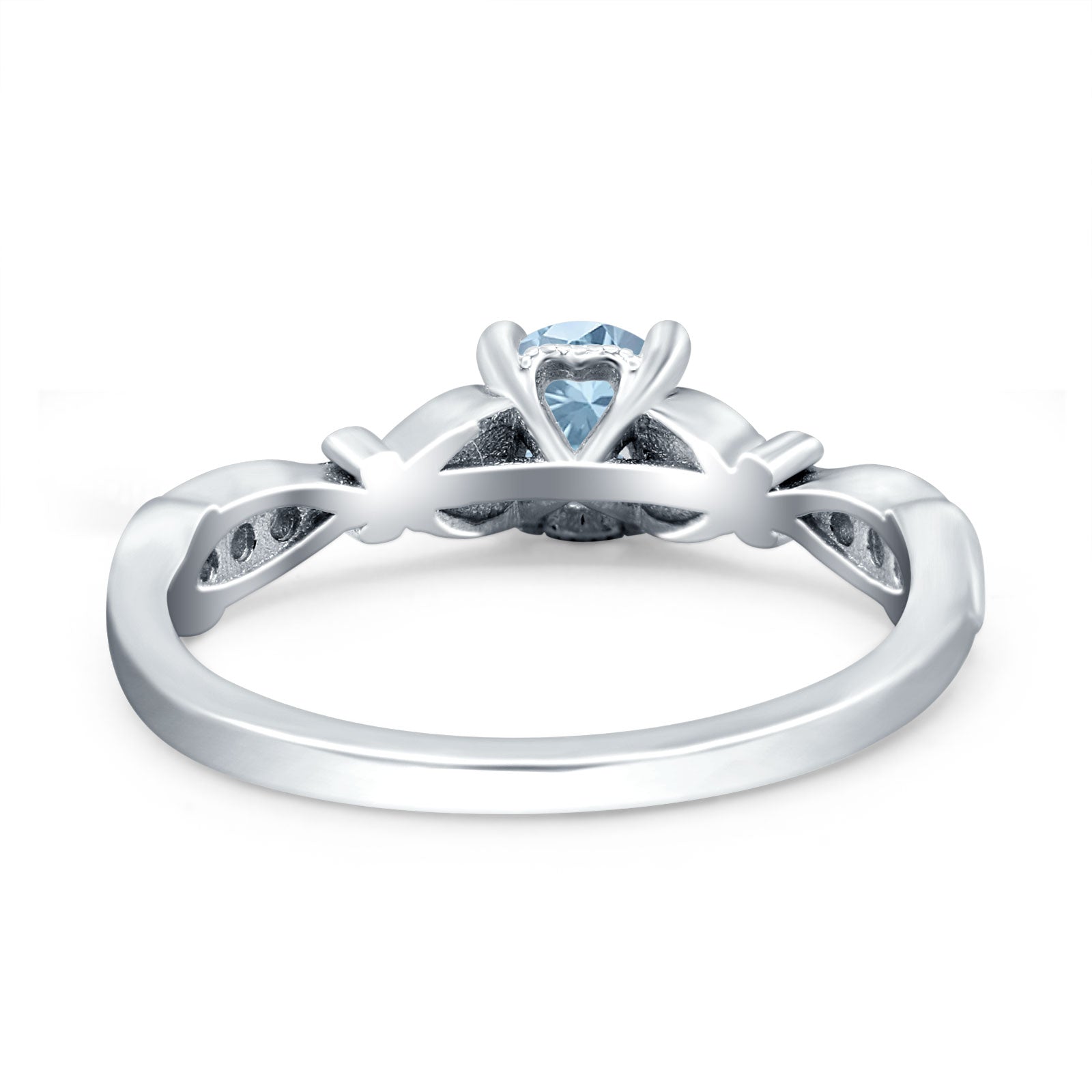 Heart Filigree Art Deco Wedding Bridal Ring Round Simulated Cubic Zirconia 925 Sterling Silver
