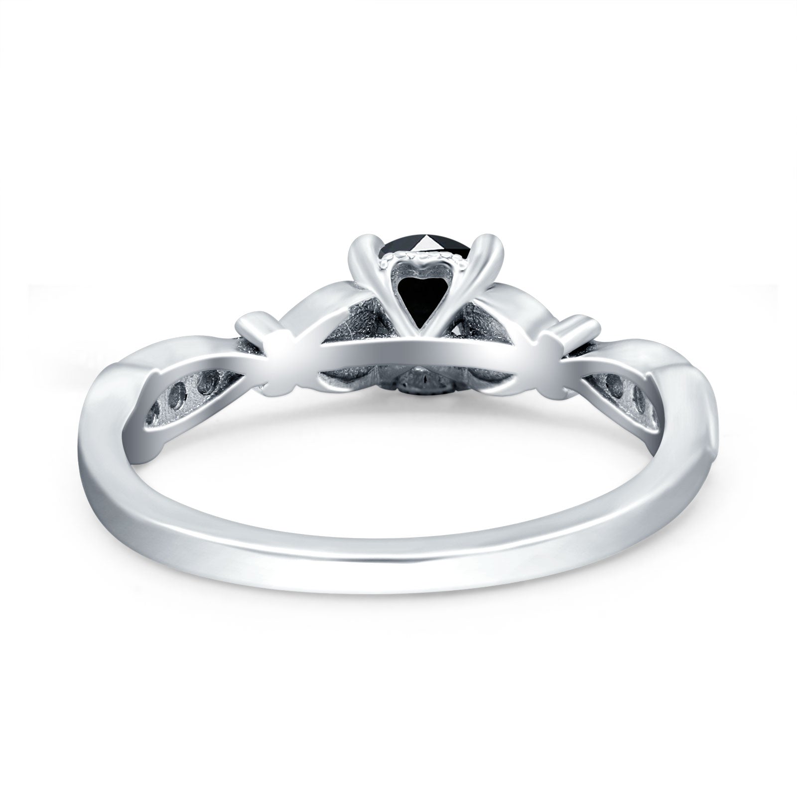 Heart Filigree Art Deco Wedding Bridal Ring Round Simulated Cubic Zirconia 925 Sterling Silver