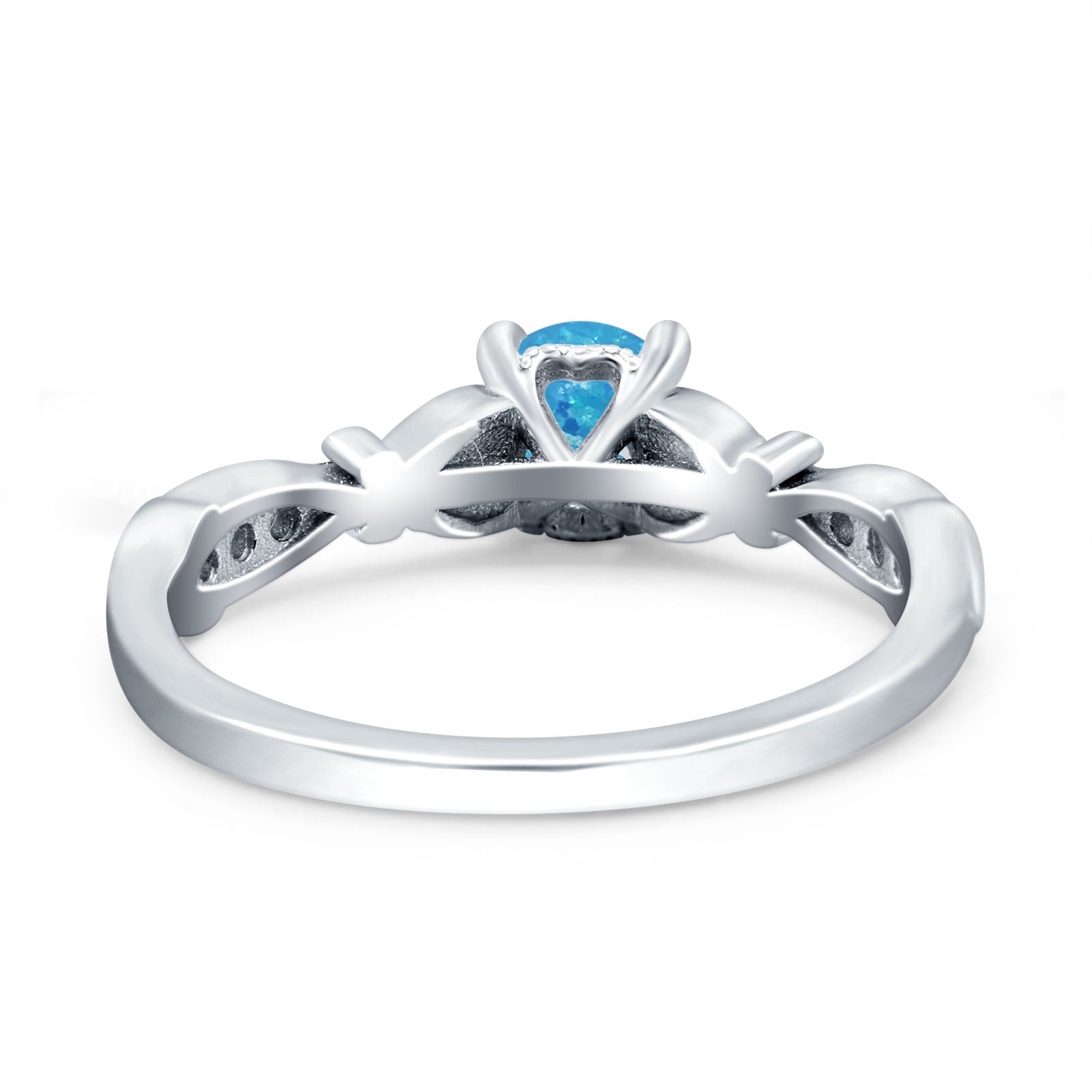 Heart Filigree Art Deco Wedding Bridal Ring Round Simulated Cubic Zirconia 925 Sterling Silver