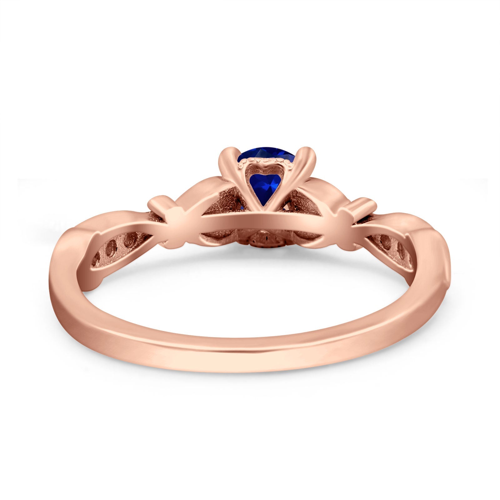 Heart Filigree Art Deco Wedding Bridal Ring Round Simulated Cubic Zirconia 925 Sterling Silver