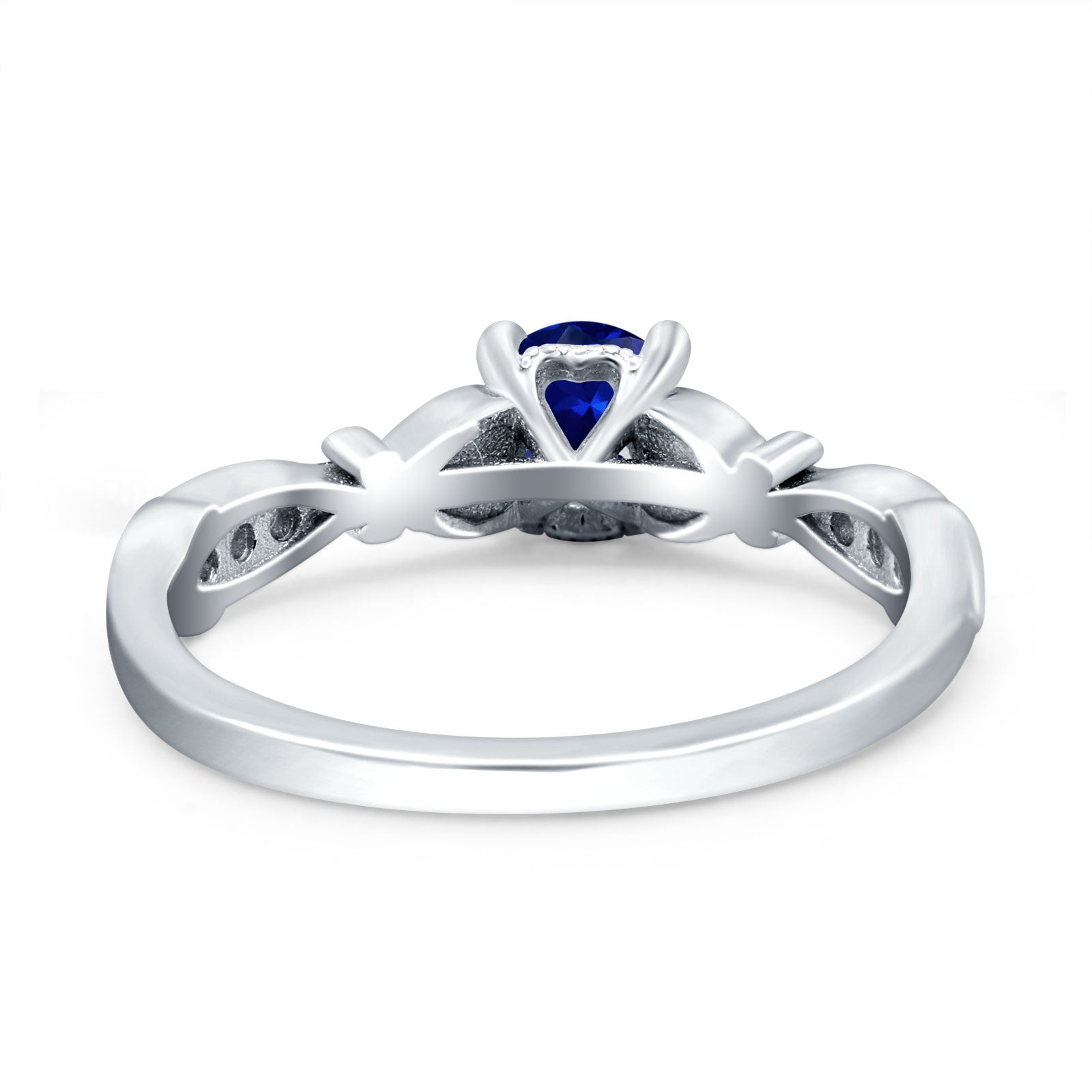 Heart Filigree Art Deco Wedding Bridal Ring Round Simulated Cubic Zirconia 925 Sterling Silver
