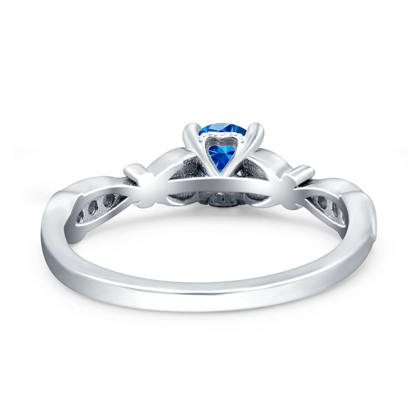 Heart Filigree Art Deco Wedding Bridal Ring Round Simulated Cubic Zirconia 925 Sterling Silver