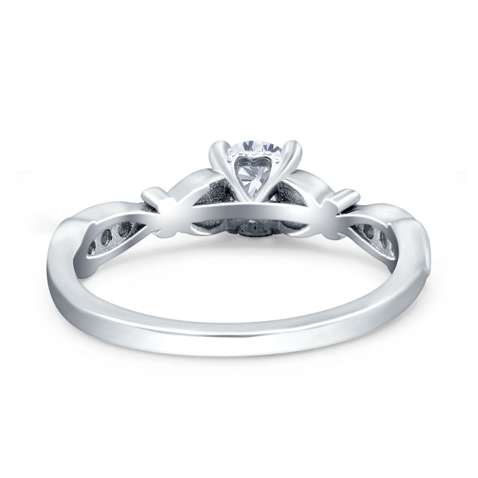 Heart Filigree Art Deco Wedding Bridal Ring Round Simulated Cubic Zirconia 925 Sterling Silver