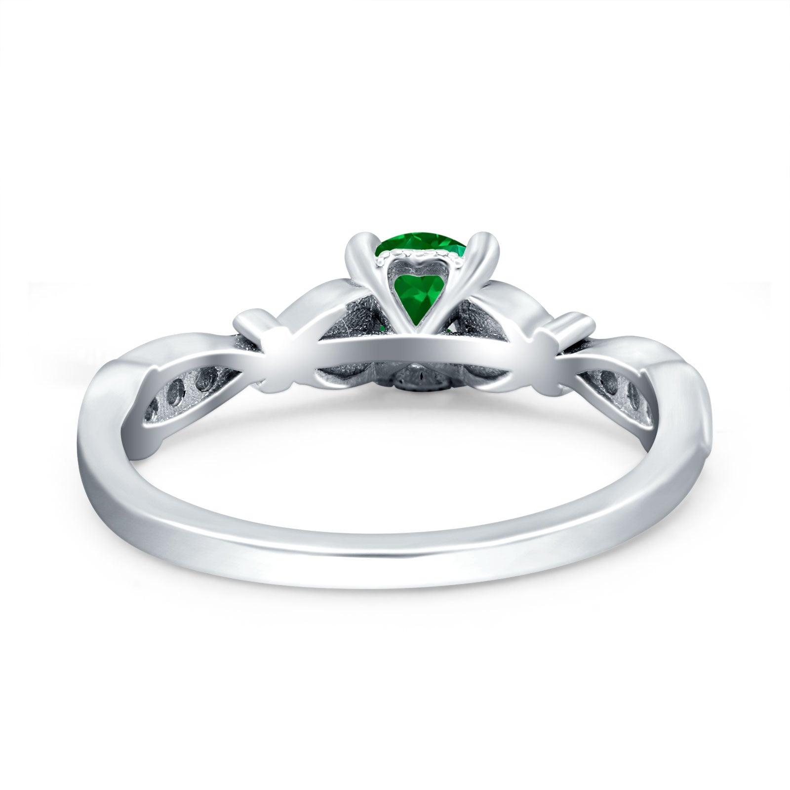 Heart Filigree Art Deco Wedding Bridal Ring Round Simulated Cubic Zirconia 925 Sterling Silver