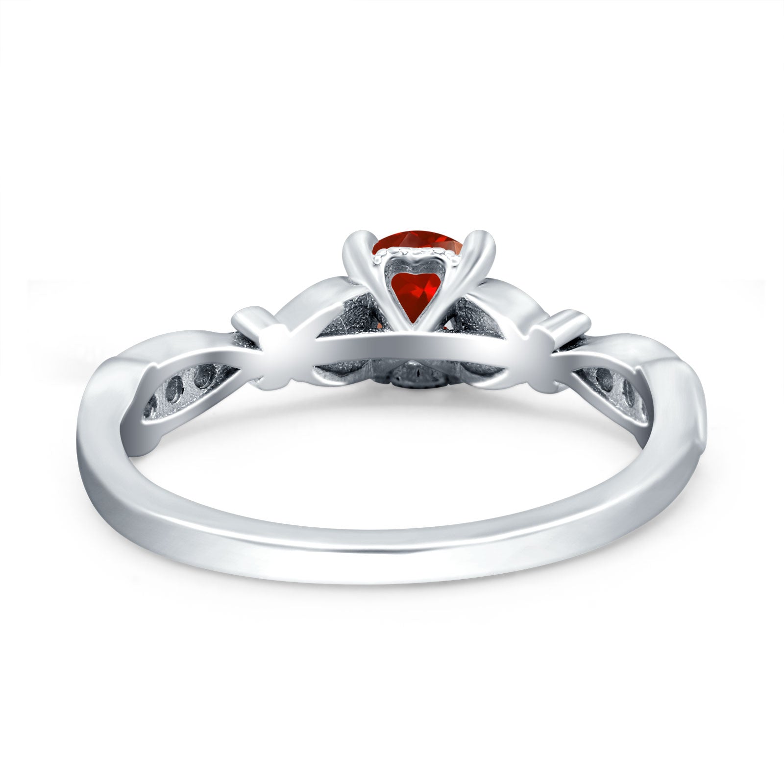 Heart Filigree Art Deco Wedding Bridal Ring Round Simulated Cubic Zirconia 925 Sterling Silver